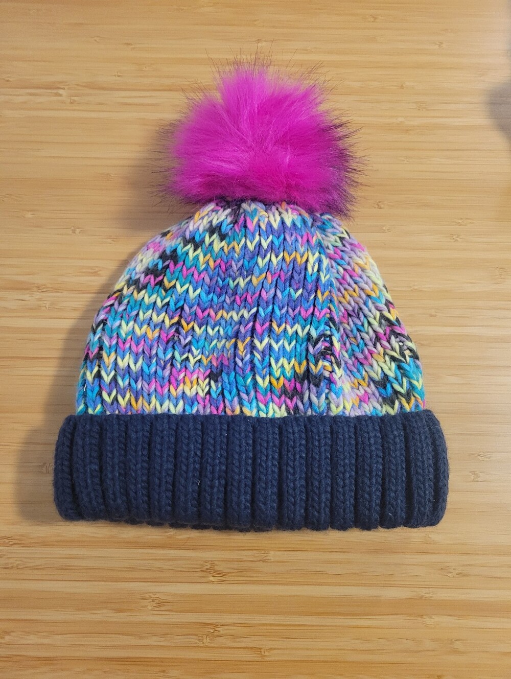 Girl , Medium, fleece-lined wool knit beanie Multicolor